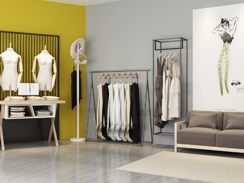 Modern Clothes Display Rack Sofa Combination