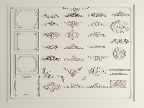 French Carved Component Corner Flower Line