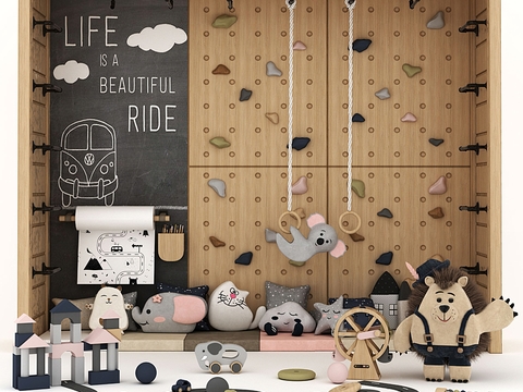 Toy Doll Building Blocks Rock Climbing Wall