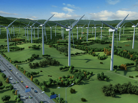 Modern wind power field landscape