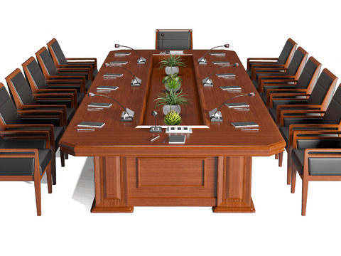 Modern Solid Wood Conference Table and Chair