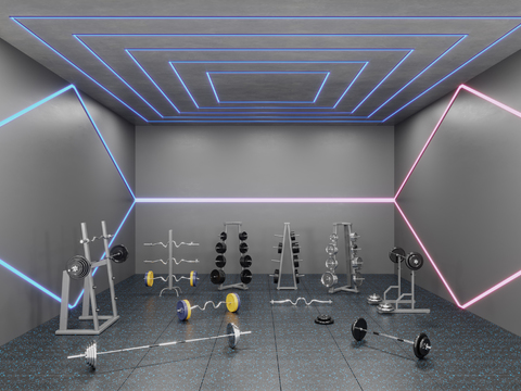 Modern gym deadlift weightlifting area