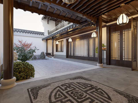 Chinese-style Emblem Villa Courtyard