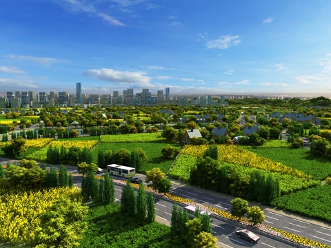 Modern suburban farmland landscape