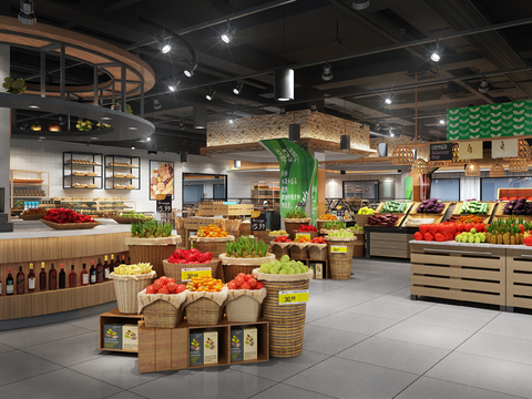 Modern supermarket fruit and vegetable area