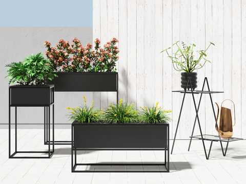 Modern Outdoor Flower Box Green Plant Potted Plant