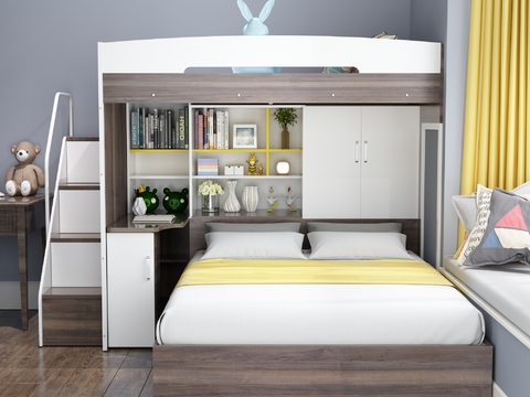 Modern solid wood bunk bed for children