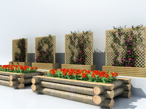 Natural wind log flower bed flower stand landscape sketch