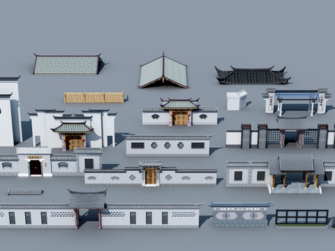 Chinese-style courtyard gate building components