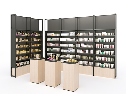 Modern Skin Care Products Showcase Shelves