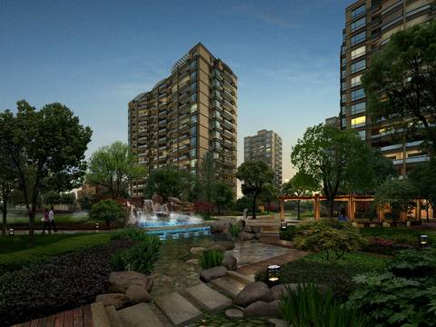 modern residential building park landscape psd