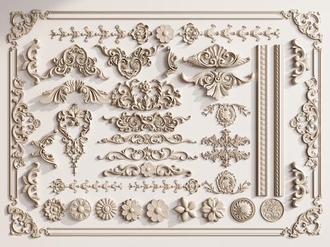 European-style Gypsum Carved Corner Flower Line