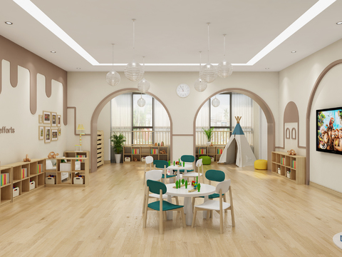 Modern kindergarten early education classroom