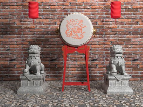 Chinese Stone Lion Drum