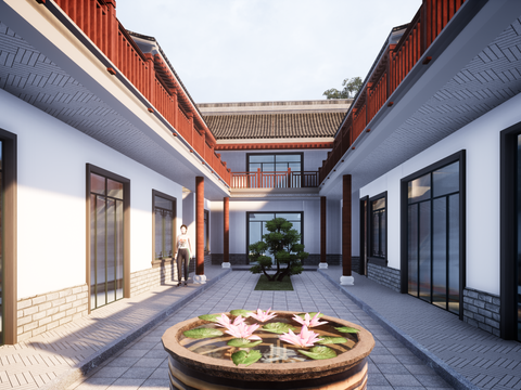 Chinese courtyard atrium free