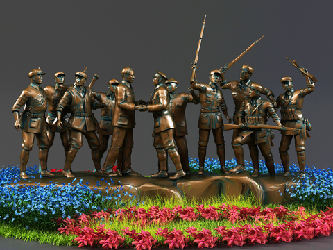 Modern Red Army Revolutionary Copper Sculpture