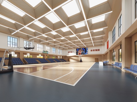 Modern indoor basketball court