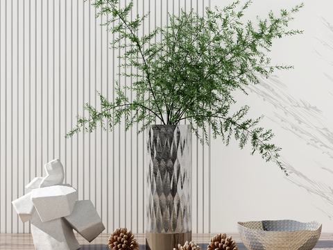 Modern glass vase pine cone ornaments