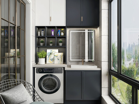 Nordic balcony laundry room model