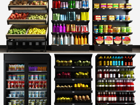 Modern supermarket shelf trade show cabinet rack combination