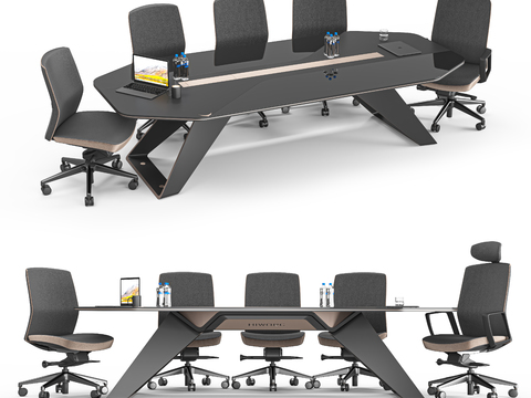 Modern Polygon Meeting Table and Chair