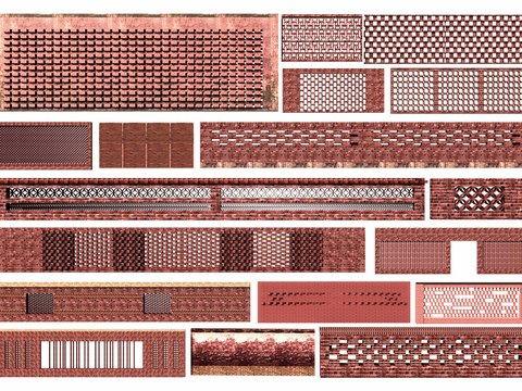 Red brick landscape wall hollow brick wall flower wall characteristic brick landscape