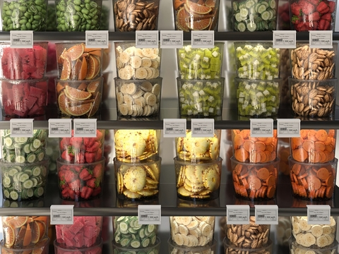 Modern supermarket canned fruit