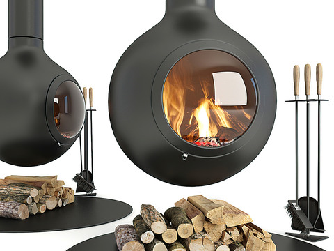 Industrial Wind Hanging Fireplace