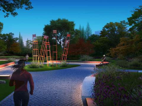 modern park garden night landscape psd