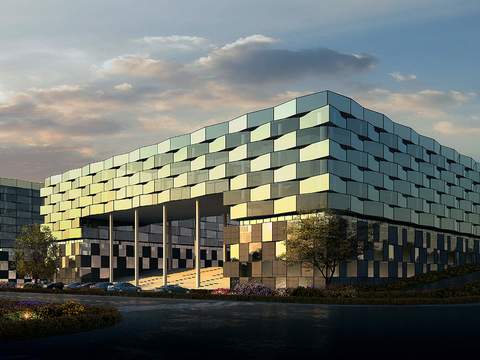 modern special-shaped office building appearance psd