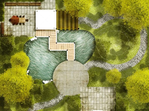 modern garden landscape plan psd