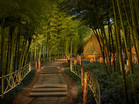 modern forest jungle bamboo forest landscape psd