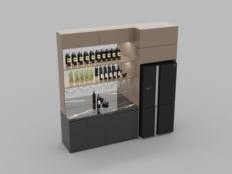 Modern Affordable Luxury Style Solid Wood Marble Wine Cabinet Free