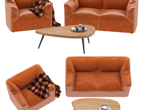 Cassina leather sofa combination