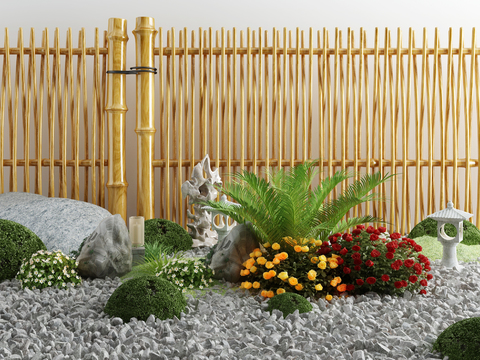 New Chinese Bamboo Fence Flowers and Plants Gardening Sketches