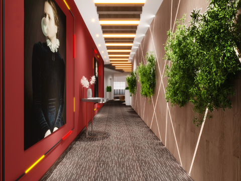 Modern Affordable Luxury Style Hotel Corridor