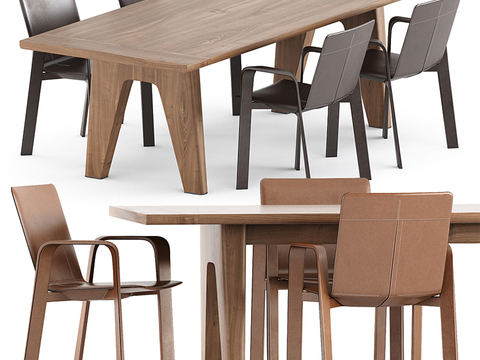 Flexform Solid Wood Dining Table and Chair