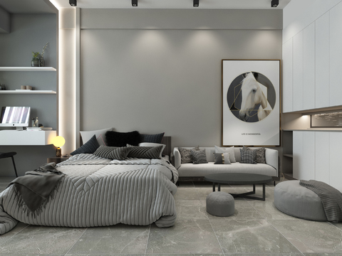 Modern Bachelor Apartment Bedroom Free