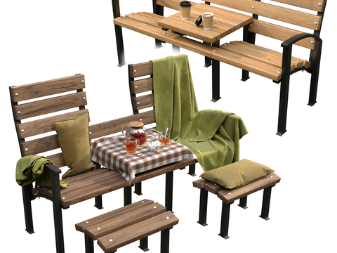 Nordic vintage solid wood iron leisure outdoor tables and chairs free