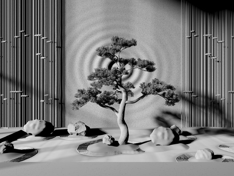 New Chinese stone pine gardening sketch