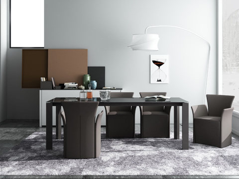 Calligaris modern dining table and chair side cabinet decoration combination