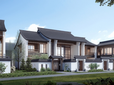 Chinese style villa courtyard building appearance