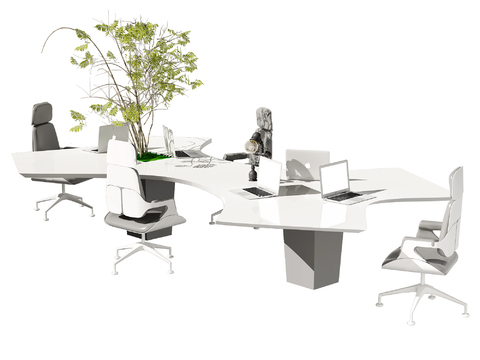 Modern office desk and chair card position