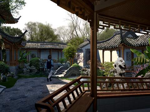 Chinese Pavilion Landscape psd