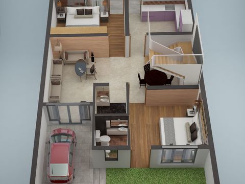 Modern Model House Bird's Eye View Free