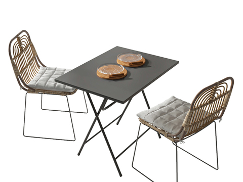 modern bamboo outdoor table and chair d model