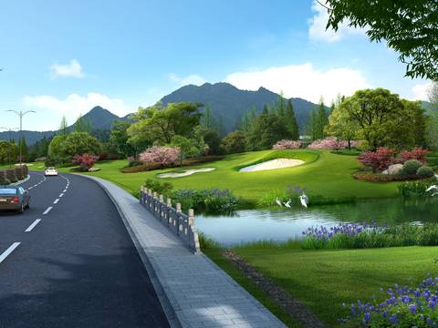 modern wetland road bridge landscape psd