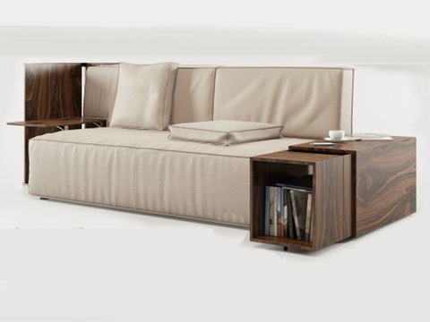 Modern Minimalist Solid Wood Leather Casual Sofa Free