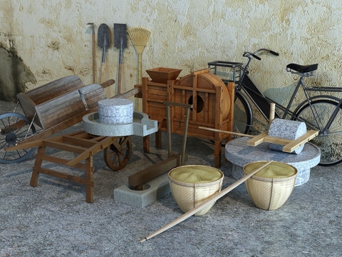 Modern Farm Tools, Trolley, Mill, Bicycle