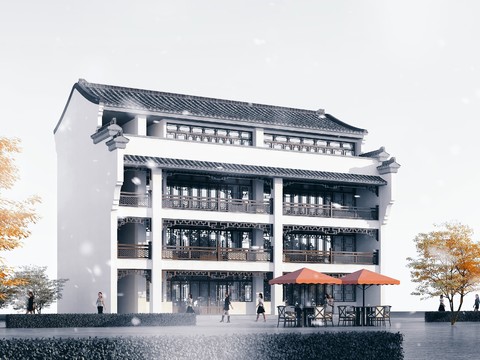 Chinese Ancient Tea House Architectural Appearance